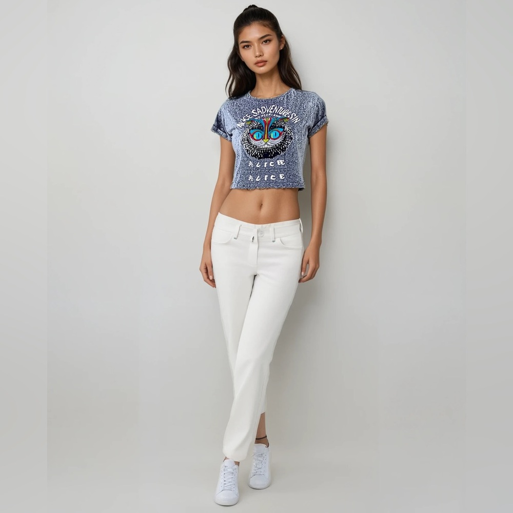 Choies Cheshire Cat Crop Top in Grey - Picture 2 of 10
